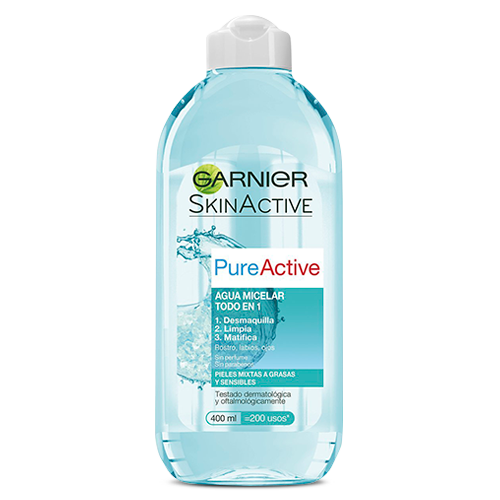 Agua Micelar Skin Active Todo en 1 Pure Active Pieles Grasas 400 ml