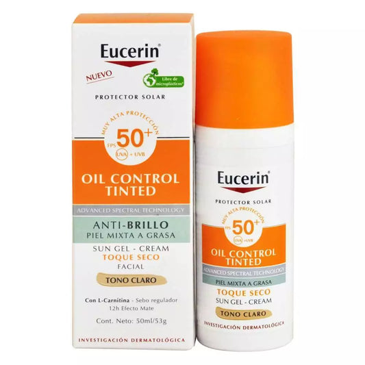Protector Solar Facial Oil Free Toque Seco FPS50 Con Color Eucerin