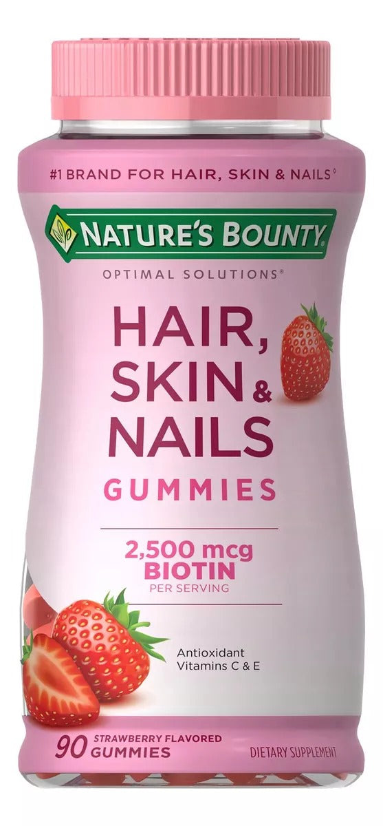 Hair Skin & Nails Gummies Biotin Strawberry Natures Bounty