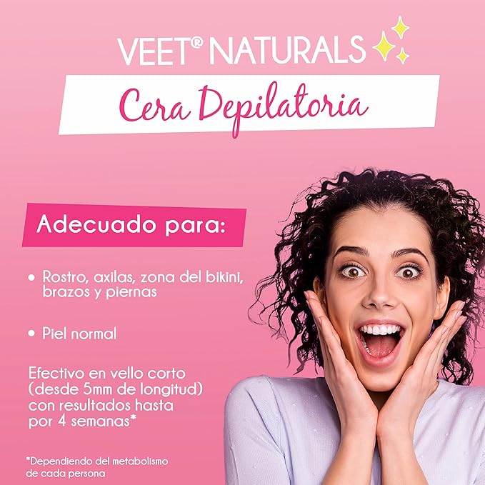 Cera Depilatoria Naturals Facial y Corporal, Piel Normal Veet