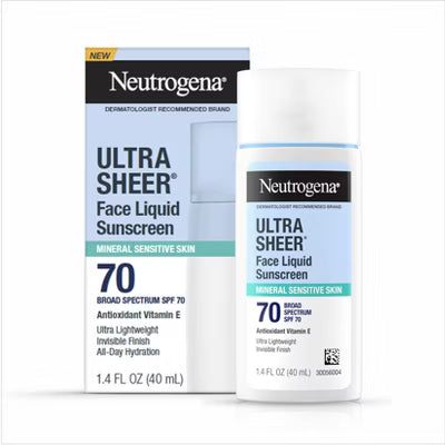 Ultra Sheer Face Liquid Sunscreen Mineral SPF70 Neutrogena