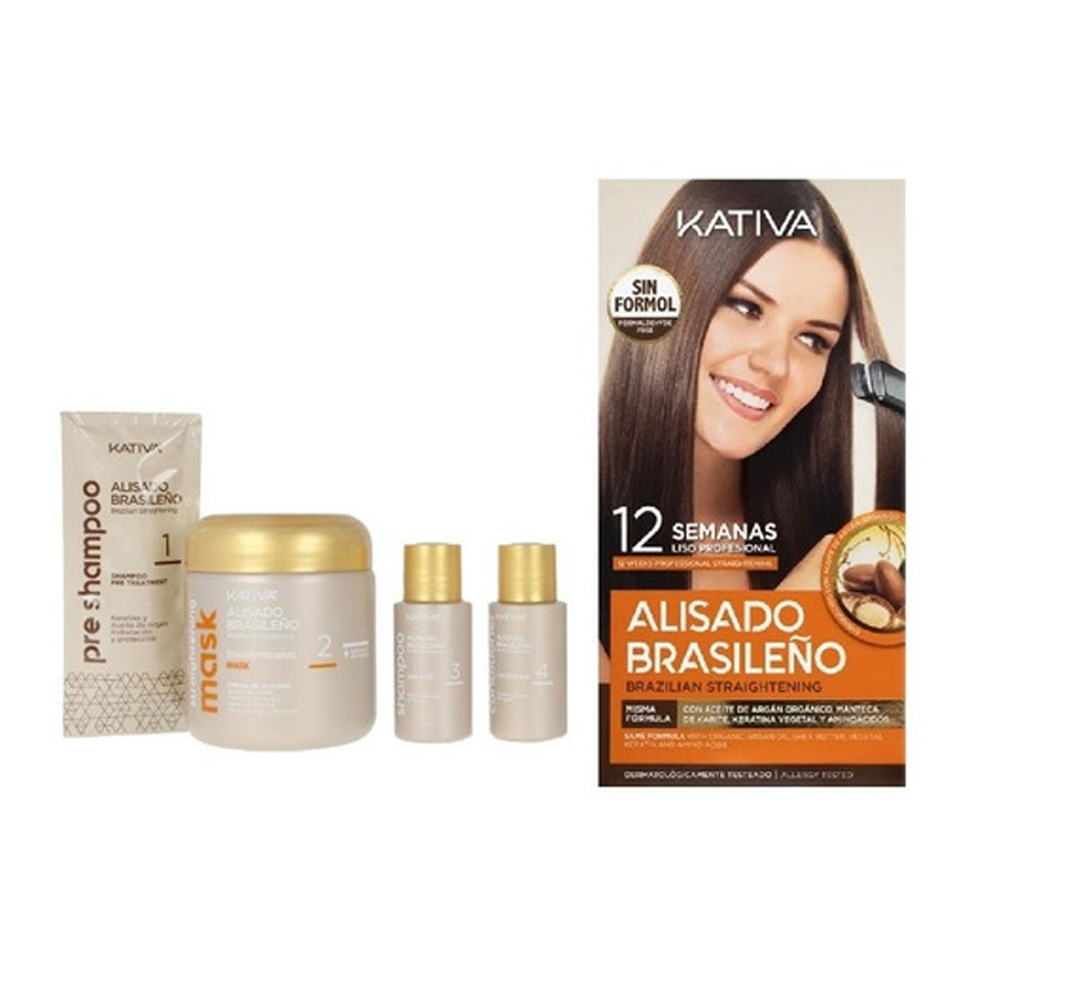 Kit Alisado Kativa Alisado Brasileño Para Cabello Rubio Alisado