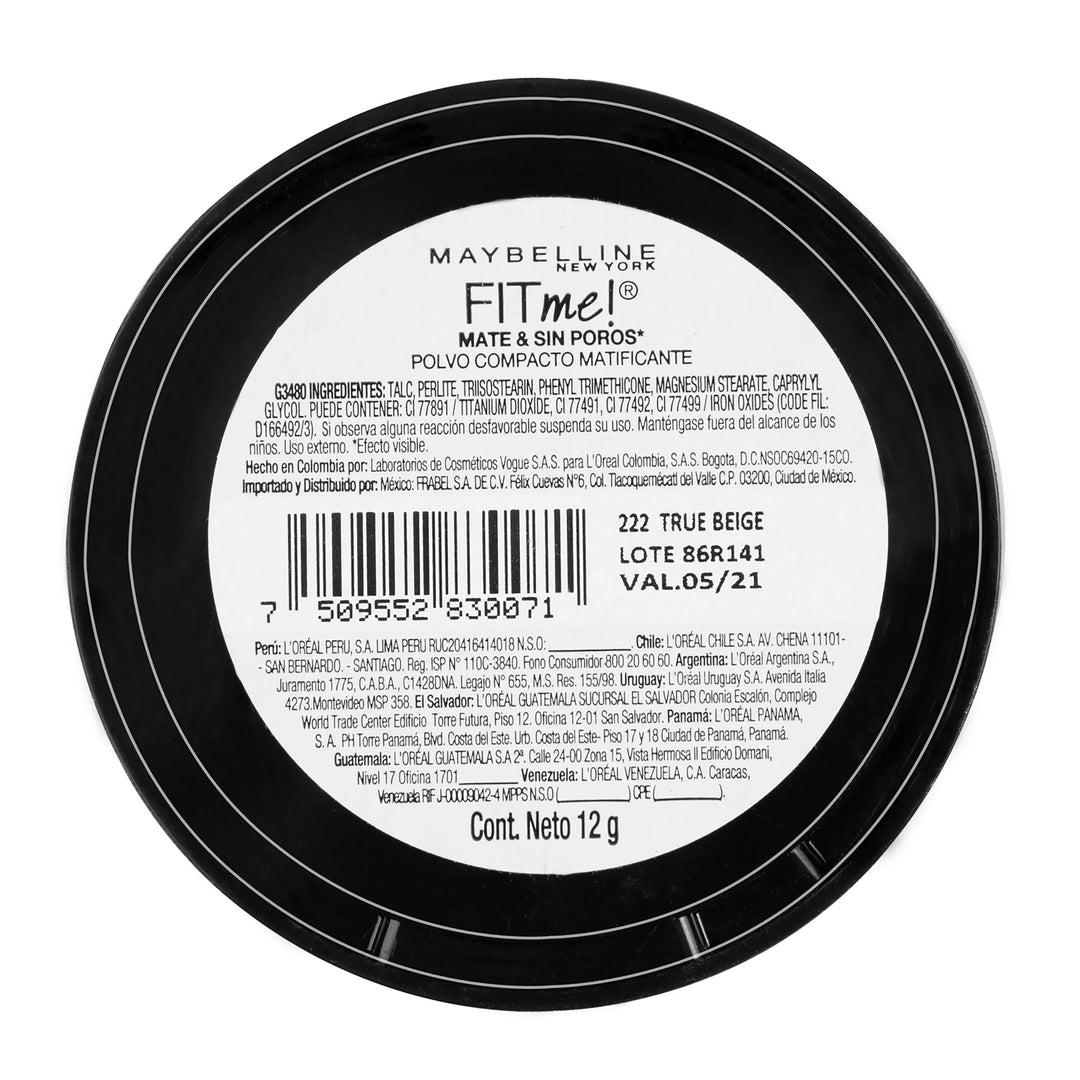 Polvo Compacto Matificante Fit Me 222 True Beige Maybelline