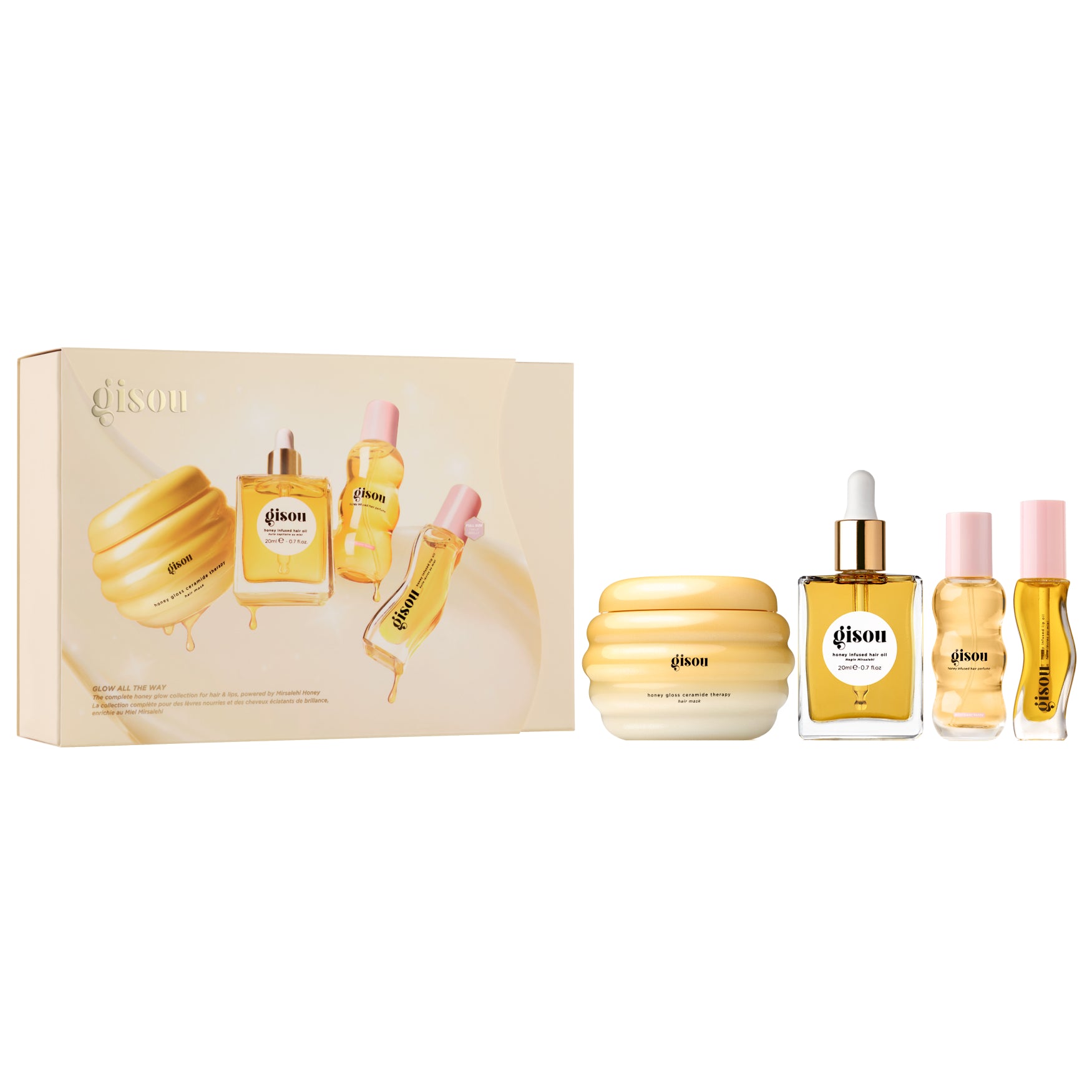 Glossy & Glazed Hair & Lip Oil Gift Set Gisou – Glow Skincare