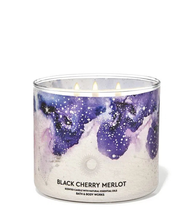 Vela Tres Mechas Black Cherry Merlot Bath & Body Works