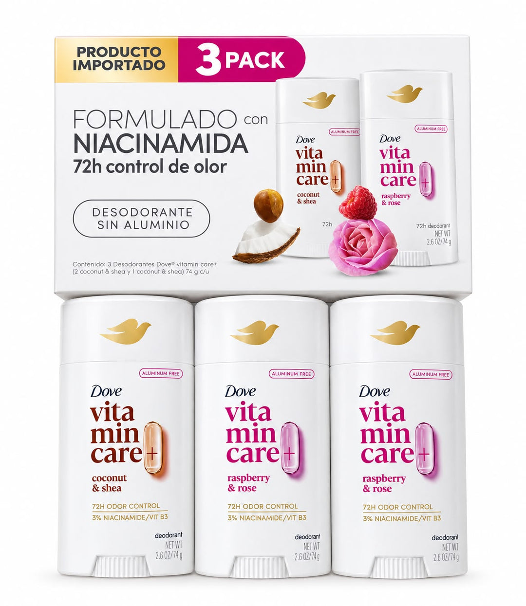 Pack Vitamincare Desodorante en Barra Dove