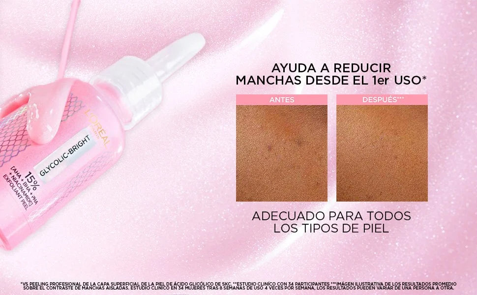 Glycolic Bright Peeling Exfoliante Anti Manchas Loreal Paris