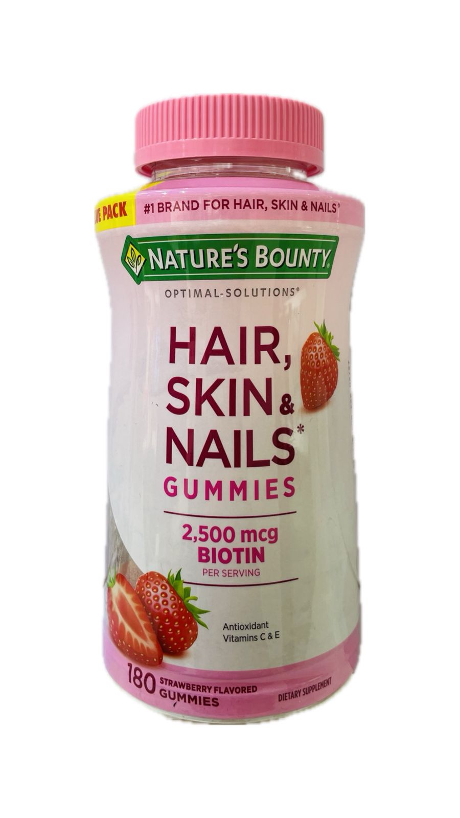 Hair Skin & Nails Gummies Biotin Strawberry Natures Bounty