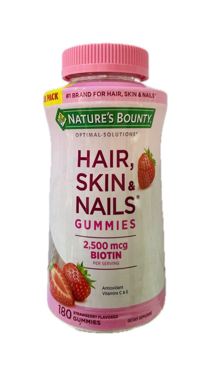 Hair Skin & Nails Gummies Biotin Strawberry Natures Bounty