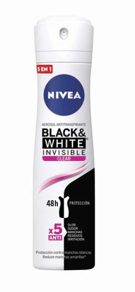 Aerosol Antitranspirante Black & White Invisible Clear Nivea