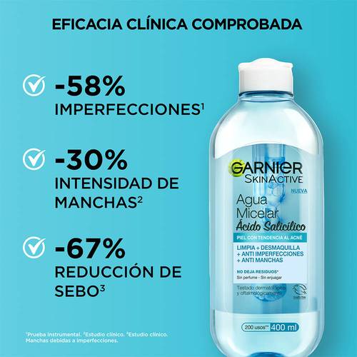 Agua Micelar  Anti Imperfecciones con Acido Salicilico Garnier