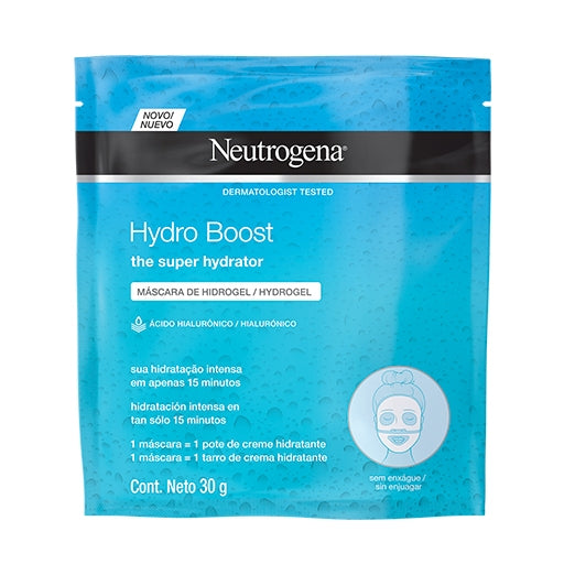 Mascarilla facial hidratante e hidratante 100% hidrogel Para piel Seca con ácido hialurónico, no comedogénico, Hydro Boost Neutrogena
